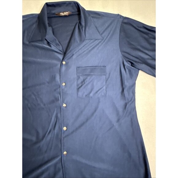 Van Heusen Men Polo Shirt Size XL Blue Short Sleeve Collar Button Up - Picture 4 of 7